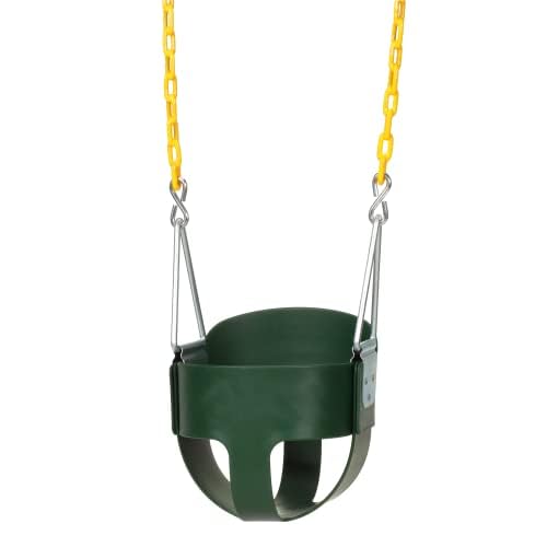 Eastern Jungle Gym Heavy-Duty High Back Full Bucket Toddler Swing Seat | Coated Swing Chains Fully Assembled | Green Swing Set Accessory