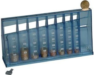 1355 Euro Coin Sorter Money Box Piggy Bank Blue Transparent
