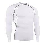 Baleaf Men's Cool Dry Skin Fit Long Sleeve Compression Shirt White Size XL