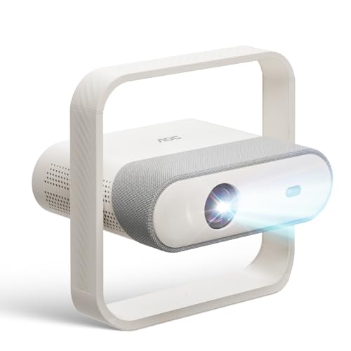 AOC Smart Projector Native 1080P 4K Support, 15000 Lumens, Android 13, WiFi 6 BT 5.2, Auto Focus & Keystone Portable Outdoor Projector, 360° Rotatable Projector with Built-in Apps & Dual Speakers