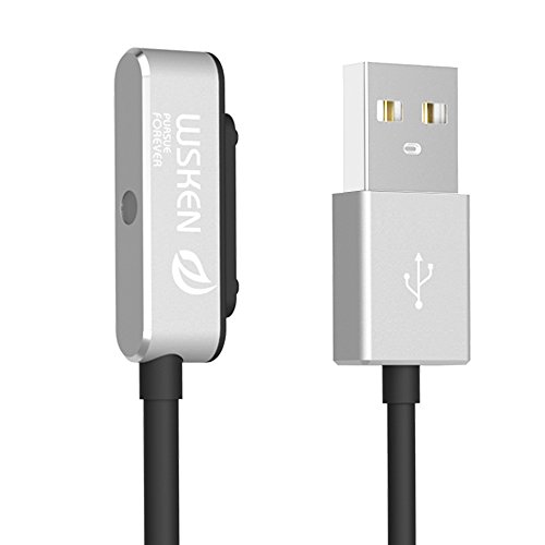 LED Double Metal Magnetic USB Charging Cable for Sony Xperia Z3 Compact Sony Xperia Z z2 z1 z3 Smartphone Sony Xperia Z Ultra XL39h Sony Xperia Z1 Z2 Mini Charger Cord Magnetic Connection (SILVER)