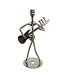 Metal Guitar Figurine - 5 Inch Metal Musician Electric Guitar Player Sculpture