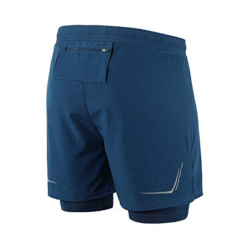 ARSUXEO Men's Workout Training 2 in 1 Running Shorts Reflective B192