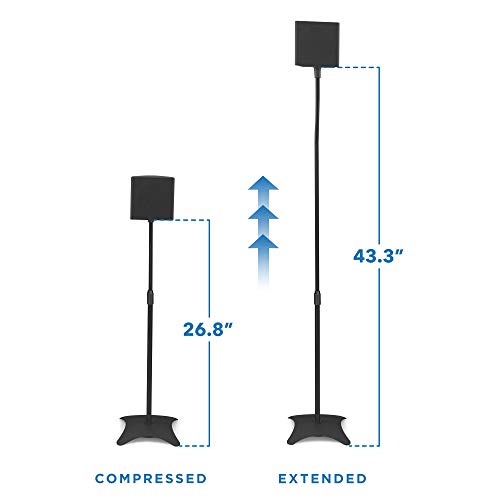 MountIt! Speaker Floor Stands Height Adjustable with Cable Management for Satellite, Small