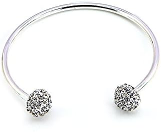 TrinketSea Elegant Rhinestone Bangle Bracelets Women Fashion Costume Jewelry (Sliver)