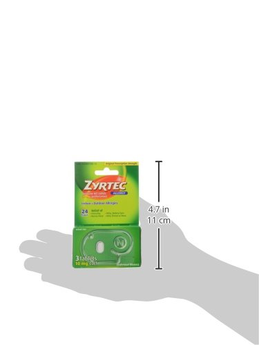 ZYRTEC 24 HOUR ALLERGY RELIEF TABLETS, ANTIHISTAMINE INDOOR & OUTDOOR ANTI ALLERGY MEDICINE + CETIRIZINE HCL, RELIEF FROM RUNNY NOSE, SNEEZING, & ITCHY EYES, SINGLE PACKS, 3 X 1 CT PACKETS