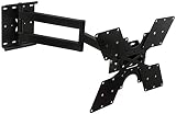 Mount-It! MI-411L Black Full Motion TV Wall Mount, Extending Single Arm Tilting Computer Monitor Mount for Sony, Samsung, Vizio, HP, TCL LCD LED 4K Screens 37 - 52 inch VESA up to 400x400mm