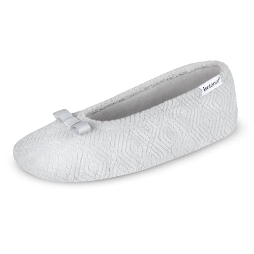 isotoner Women's Diamond Microterry Gemma Ballerina Slippers with Memory Foam C…