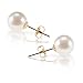 PAVOI Handpicked AAA+ 14K Yellow Gold Round White Freshwater Cultured Pearl Earrings | Pearl Earrings for Women - 6mm