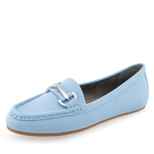 Aerosoles Women’s Day Drive Loafer Flat, Dusty Blue Faux Nubuck, 6.5