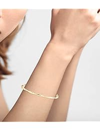 MiaBella - Pulsera de plata de ley con bisagras trenzadas italianas de oro de 18 quilates para mujeres, niñas, de 7 a 8 pulgadas