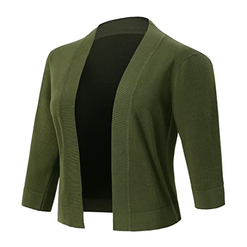 LANSALIRO WOMEN’S CASUAL 3/4 SLEEVE SWEATER SHRUGS OPEN...