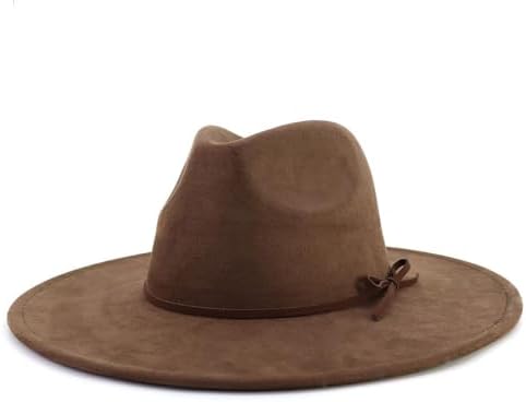 HYYSXBW Suede Big Wide Brim Fedora Hat for Men Women Rancher  display picture 2