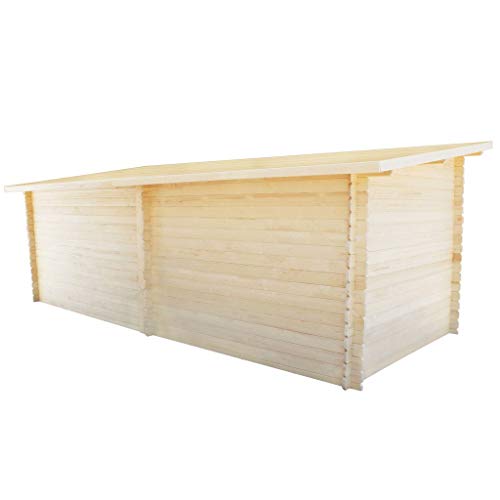 Tidyard Cabanon de Jardin | Abri de Jardin | Abri de Stockage Bûches en Rondins Bois Massif avec Toit Plat 6,3 x 3 m