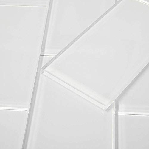 Diflart 3x6 Inch White Glass Subway Tiles Backsplash for Kitchen Bathroom Shower Pool Wall Pack of 40 - Thumbnail 6
