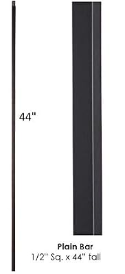 44" x 1/2" Plain Bar Iron Balusters Iron Spindles Metal Stair Parts Hollow Satin Black (15PCS)