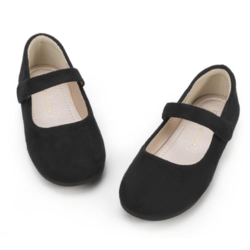 Hehainom Toddler Girls Flats Mary Jane Flower Girl Dress Shoes School Wedding Party Shoes