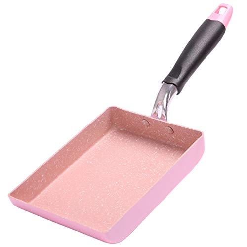 13x18cm Japanese Style Tamagoyaki Frying Pan - Non-Stick Egg Rolls and Steak Pan for Gas and Induction Cookers - Pancake Pot (Pink)