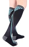 Premium 20-30 mmHg Compression Socks for Nurses Medical Graduated Nursing Compression Socks Women Men Athletic Running Travel Recovery Doc Miller (Black/Blue, Large)