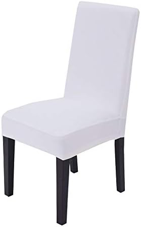 iEventStar Spandex Stretch Washable Dining Room Chair Cover Protector Seat Slipcovers (White, 1)