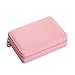 Longess Jewelry Box Organizer Faux Leather Jewelry Case Various Compartments with Mirror for Rings Earrings Necklace Bracelets Birthday Gifts for Girls Women (Pink)