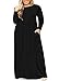 Nemidor Women Long Sleeve Loose Plain Casual Plus Size Long Maxi Dress with Pockets (Black+Sleeve, 26W)