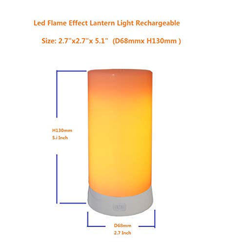 Led Flame Effect Lantern Light USB Rechargeable Flameless Candle 4 Modes Remoted Flickering Flame Effect Mood Light Flameless for Holdiday Halloween Christmas Party Bar Decor Birthday Gift (1 Pack)