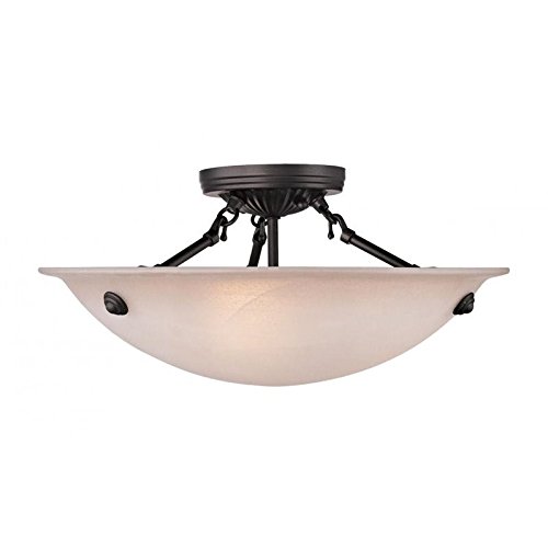 Livex Lighting 5625-07 Home Basics 3 Light Bronze Semi Flush Mount with Honey Alabaster Glass