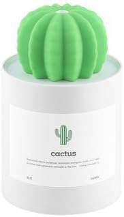 Cactus Humidifier Mini Portable Ultrasonic Aroma Diffuser 280ml USB Mute Household Office Desktop Living Room Bedroom Yoga SPA Atomizer (White)