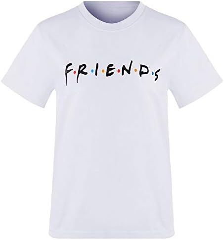 Friends TV Show T Shirts Women Funny Crewneck Tunic Top Short Sleeve Hoodie Girls Plus Size Summer Blouses Boyfriend Style Graphic Tees for Teens Casual Loose Basic Jersey T-shirt Hip Hop Streetwear