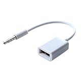 SODIAL(R)Car MP3 3.5mm Male AUX Audio Plug Jack To USB 2.0 Female Converter Cable Cord White