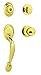 Kwikset 96870-088 Dakota Single Cylinder Handleset with Polo Knob featuring SmartKey in Polished Brass