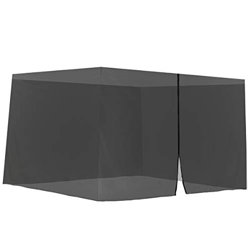 Sekey Moskitonetz für Pavillon 3x3 m mit Reißverschluss und Klettbänder, Insektenschutz Mückennetz, Schwarz – Bild 3