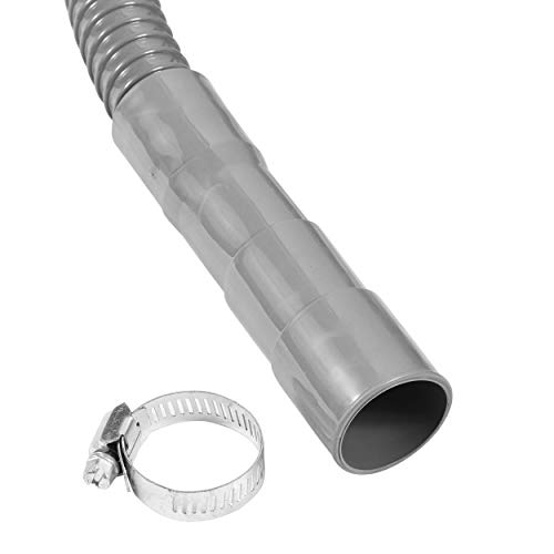 Washing Machine Drain Discharge Hose – Commercial grade Polypropylene with Universal Connection for 1", 1 1/8" and 1 1/4" Drain Outlets Includes Hose Clamp and Saddle Hook (10 ft)