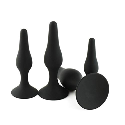 HTYOC Pussy Sex Butt Play Plug 4pcs/Set Anal Plug Jelly Toys Real Skin Feeling Adult Sex Toys Faloimitator Butt Plug Sex Products Men & Women,Black Set