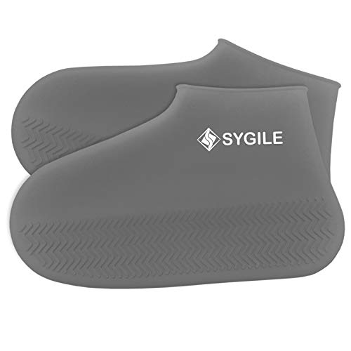 Sygile Small Size Premium Silicone Shoe & Boot Covers - Durable & Non-Slip, Non-Toxic, Water Resistant, Recyclable - for Medical, Construction, Workplace, Indoor Carpet Floor Protection - Gray