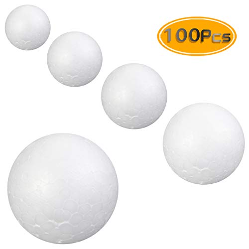 PRALB 100PCS Smooth and Round Foam Craft Balls, Polystyrene Foam Ball Makes Large DIY Ornaments, White, 5 Different Sizes (2CM, 3CM, 4CM, 5CM, 6CM) - Thumbnail 5