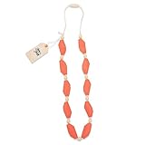Fox and Finn 'Sophia' Silicone Teething Necklace for Babies | Safety Knotted Silk Rope | Does Not Pull Hair Out | 14 Inch Drop (grapefruit sorbet)