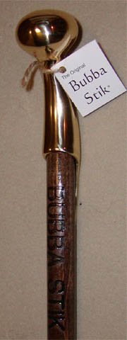 Walking cane - BUBBA STIK Texas style walking stick made of Mahogany Stained Tennessee Hardwood and topped with a brass Hame handle from a real horse collar harness. Made in Texas by real Texans.