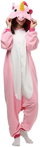 Sayadress Unisex Women Men Animal Costume Pyjama Adorable Hooded Pink Unicorn Medium
