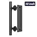SMARTSTANDARD 10 Inch Sliding Barn Door Handle, Pull and Flush Hardware Set, Black, Large Rustic Two-Side Design, Round