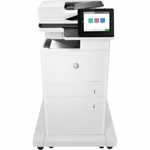 HP LaserJet Enterprise MFP M635fht Monochrome All-in-One Printer with built-in Ethernet, 2-sided printing, extra paper tray & wheeled stand (7PS98A),White