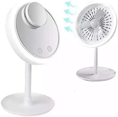 Espelho Maquiagem Led Ventilador Touch 5x Aumento Beleza USB Iluminador