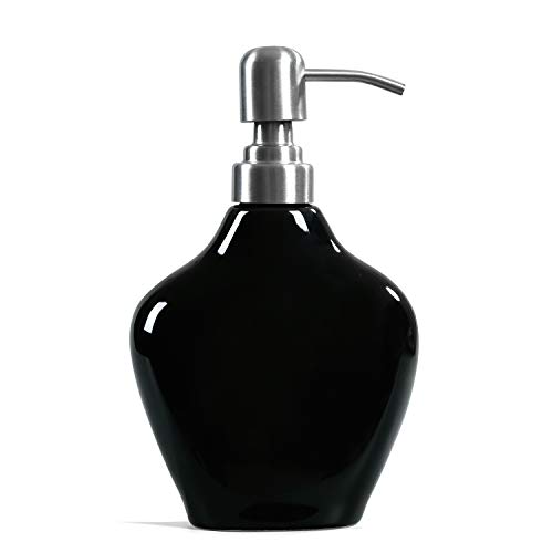FORLONG FL3021 Black Ceramic Bathroom Accessories Set of 4:1 Gargle Cups,1 Toothbrush Holders,1 Soap Dishes,1 Soap Dispenser