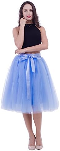 Women's Tulle Skirt 7 Layers Tutus for Women A Line Knee Length Petticoat Wedding Party Adult Midi Skirt