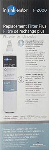 InSinkErator F-2000 Under Sink Water Filter Replacement Cartridge for INSINKERATOR Water Filtration System, VOCs and Lead Filter
