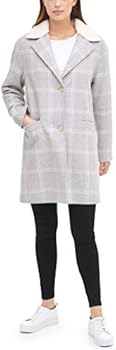 levi's women's wool plaid sherpa collar top coat