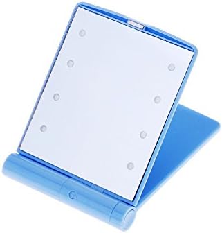 Small Folding Compact Travel Make Up Shaving Mirror Pocket Mirror with 8 LED Light for Women