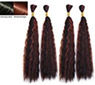 Hot selling Wet N Wavy Bulk hair, Top Quality Synthetic Fibers, Bulk Hair for Micro Braiding or Crochet Braiding, Super Bulk Style 2 Packs (4 Bundles) Deal, Length 18 Inch Color OMBRE #1B/#350
