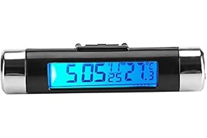 Sheens 3 in 1 Car Vehicle Automotive Thermometer and Clock Car Air Vent Outlet Clip on LCD Digital Display (Not Included The Battery)(Blue Background)